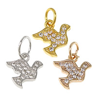 Cubic Zirconia Micro Pave Brass Pendant, Bird, plated, micro pave cubic zirconia Approx 4mm 