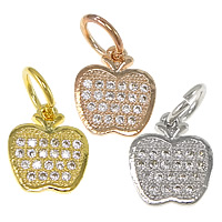 Cubic Zirconia Micro Pave Brass Pendant, Apple, plated, micro pave cubic zirconia Approx 4mm 