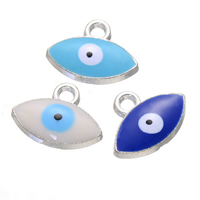 Zink-Legierung Evil Eye Anhänger, Zinklegierung, blöser Blick, silberfarben plattiert, Emaille, keine, 17x13mm, Bohrung:ca. 2.8mm, verkauft von PC