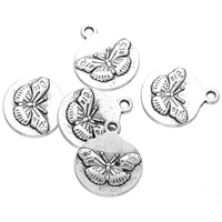 Zinc Alloy Flat Round Pendants, antique silver color plated Approx 2mm 