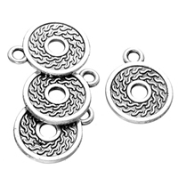 Zinc Alloy Flat Round Pendants, antique silver color plated Approx 2mm 