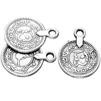 Zinc Alloy Flat Round Pendants, antique silver color plated Approx 2mm 