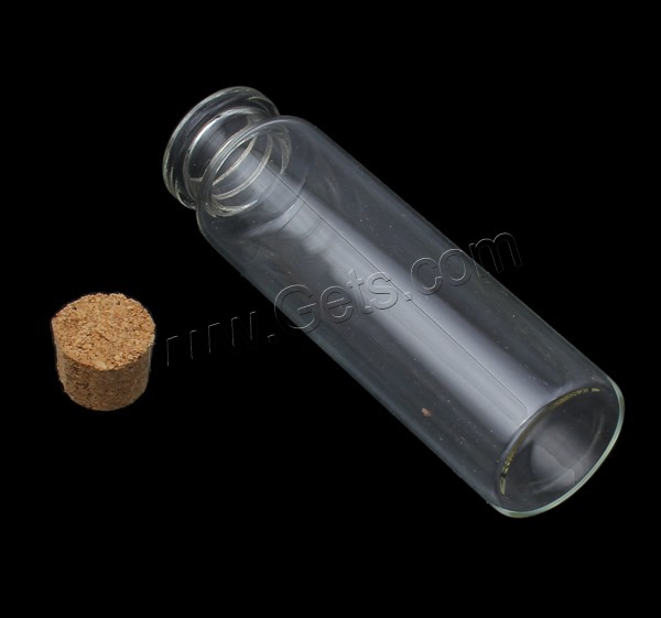 Glass Bead Container, with wood stopper, transparent & different size for choice, 20PCs/Bag, Sold By Bag