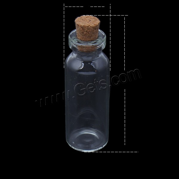 Glass Bead Container, with wood stopper, transparent & different size for choice, 20PCs/Bag, Sold By Bag