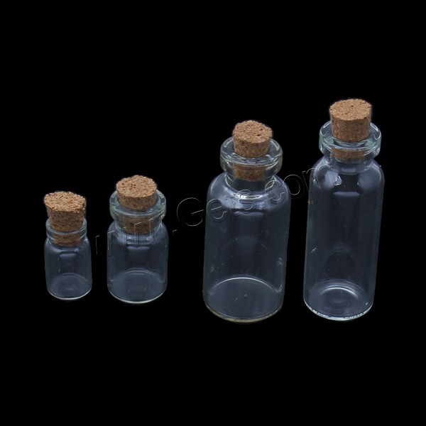 Glass Bead Container, with wood stopper, transparent & different size for choice, 20PCs/Bag, Sold By Bag