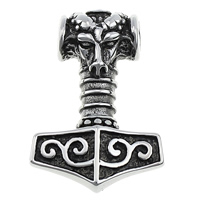 Edelstahl Thor Hammer Anhänger, 316 L Edelstahl, Thors Hammer, Schwärzen, 25x35x7mm, Bohrung:ca. 5mm, verkauft von PC