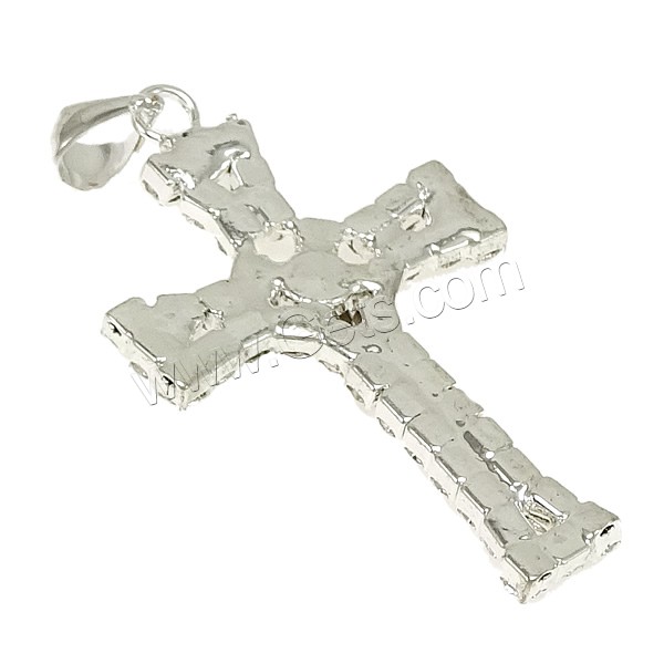 pendentifs de Croix en Laiton , Placage, avec strass, plus de couleurs à choisir, 25x42x4mm, Trou:Environ 6x4mm, 100PC/sac, Vendu par sac