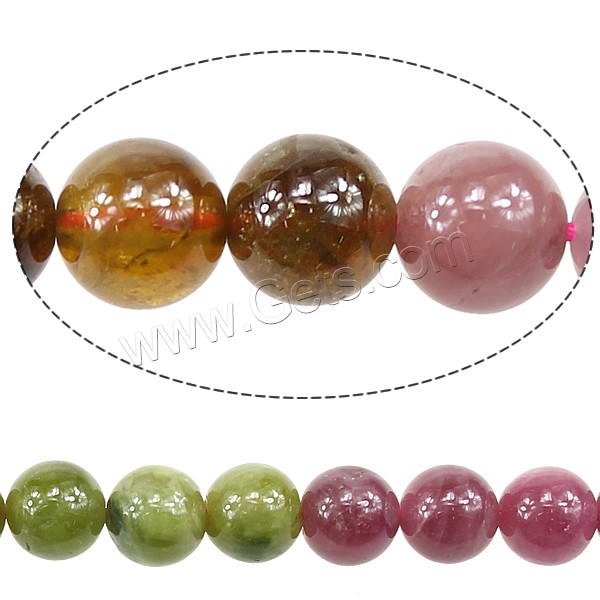 Perles de Tourmaline naturels, Rond, normes différentes pour le choix, multicolore, Longueur:Environ 16 pouce, Vendu par brin