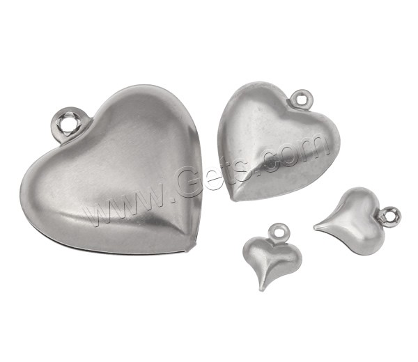 Stainless Steel Heart Pendants, different size for choice, original color, Sold By Bag