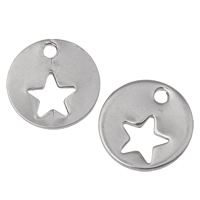 Stainless Steel Pendants, Flat Round, original color Approx 1mm 