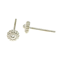 Sterling Silver Stud Earring, argent sterling 925, fleur, sans embout de boucle d'oreille 0.8mm, Vendu par paire