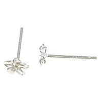 Sterling Silver Stud Earring, argent sterling 925, fleur, sans embout de boucle d'oreille 0.8mm, Vendu par paire