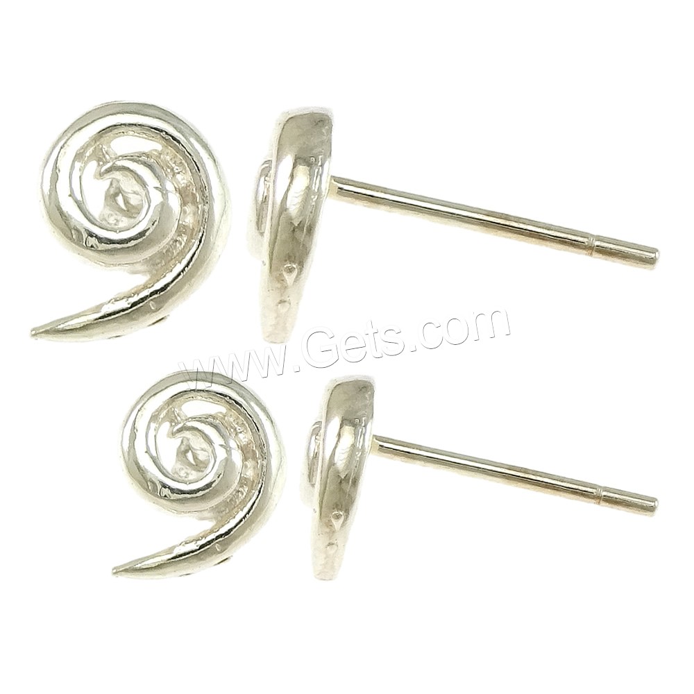 Sterling Silver Stud Earring, 925 Sterling Silver, Helix, without earnut & different size for choice, Sold By Pair