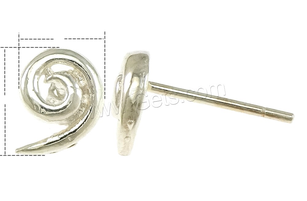 Sterling Silver Stud Earring, 925 Sterling Silver, Helix, without earnut & different size for choice, Sold By Pair