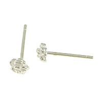 Sterling Silver Stud Earring, argent sterling 925, fleur, sans embout de boucle d'oreille 0.8mm, Vendu par paire