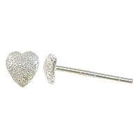 Sterling Silver Stud Earring, argent sterling 925, coeur, sans embout de boucle d'oreille & martelé 0.8mm, Vendu par paire