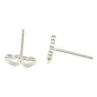 Sterling Silver Stud Earring, argent sterling 925, coeur, sans embout de boucle d'oreille 0.8mm, Vendu par paire