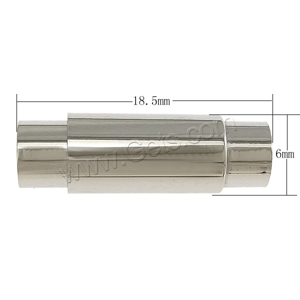 Круглая нержавеющая сталь Магнитная застежка, Нержавеющая сталь 316, Трубка, Другое покрытие, Индивидуальные, Много цветов для выбора, 18.5x6mm, отверстие:Приблизительно 4mm, продается PC