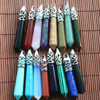 Gemstone Zinc Alloy Pendants, with Zinc Alloy, pendulum, platinum color plated, natural Approx 3mm 