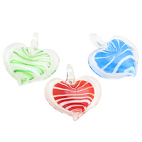 Lampwork Pendants, Heart, handmade, mixed colors Approx 7mm 