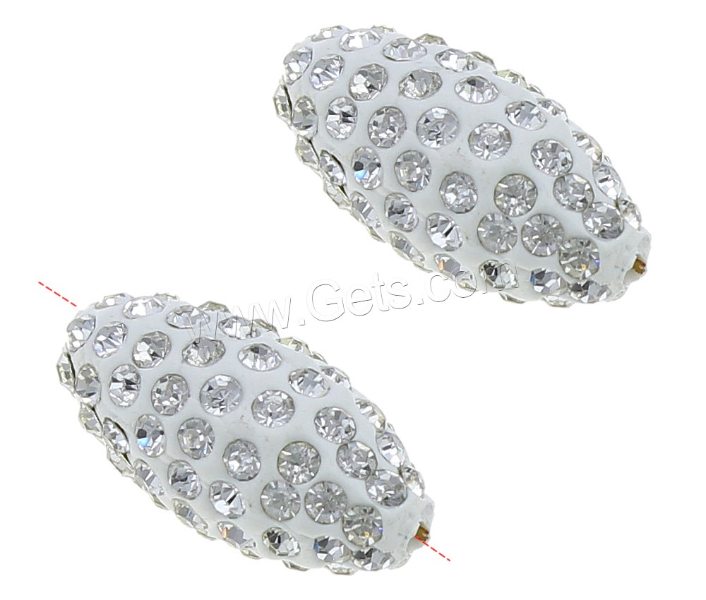 Perles d'argile Pave strass, argile, ovale, normes différentes pour le choix, blanc, Trou:Environ 2mm, Vendu par PC