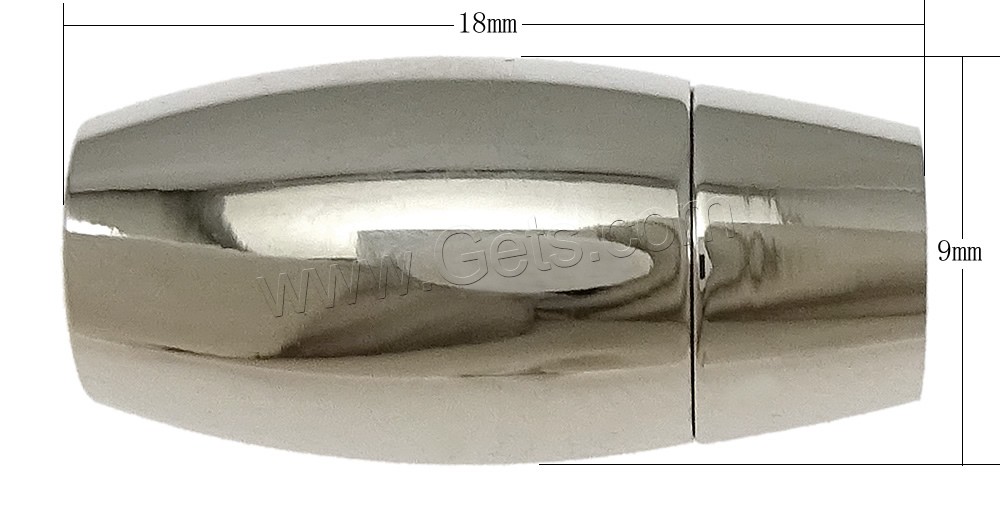 Fermeture magnétique en acier inoxydable rond, tube, Placage, Personnalisé, plus de couleurs à choisir, 18x9mm, Trou:Environ 5mm, Vendu par PC