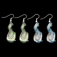 Murano Tropfen Ohrringe, Lampwork, Messing Haken, handgemacht, Goldsand und Silberfolie, keine, 15x53x9mm, verkauft von Paar