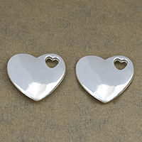 metal colgante, Corazón, Plata ley 925 gruesa, alta calidad enchapado y nunca se descolora, 21x19.5x4mm, agujero:aproximado 4.5x4mm, Vendido por UD