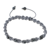 hématite non magnétique bracelet de Woven Ball, avec coton, réglable, 6mm pouce, Vendu par brin