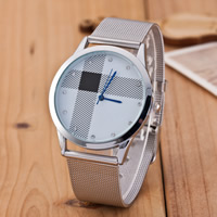 Reloj de Pulsera de mujeres, aleación de zinc, con Vidrio & acero inoxidable, movimiento chino, Redondo aplanado, chapado en color de platina, para mujer & con diamantes de imitación, libre de níquel, plomo & cadmio, 40mm, longitud:aproximado 8.5 Inch, Vendido por UD