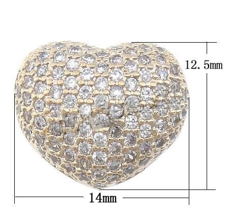 Cubic Zirconia Micro Pave Brass Beads, Heart, plated, micro pave cubic zirconia & hollow, more colors for choice, 14x12.5x9mm, Hole:Approx 1.2x2mm, Sold By PC