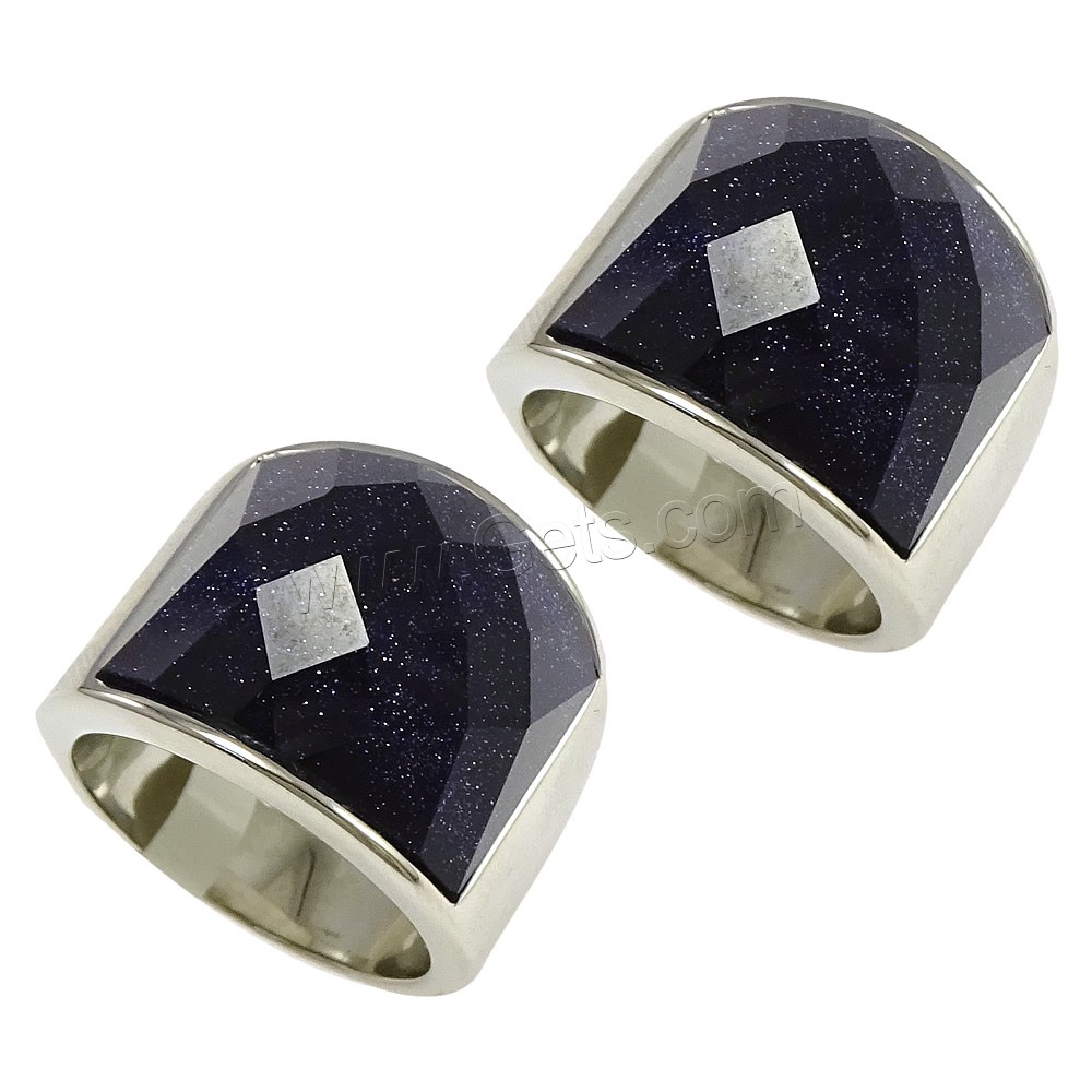 Gemstone Stainless Steel Finger Ring, with Blue Goldstone, natural, different size for choice & faceted, 19mm, Sold By PC