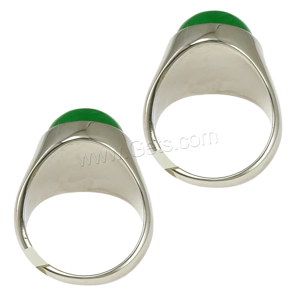 Gemstone Stainless Steel Finger Ring, with Jade Malaysia, natural, different size for choice, green, 19mm, Sold By PC