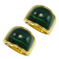 Edelstahl Fingerring, mit Katzenauge, goldfarben plattiert, verschiedene Größen vorhanden, grün, 16mm, verkauft von PC