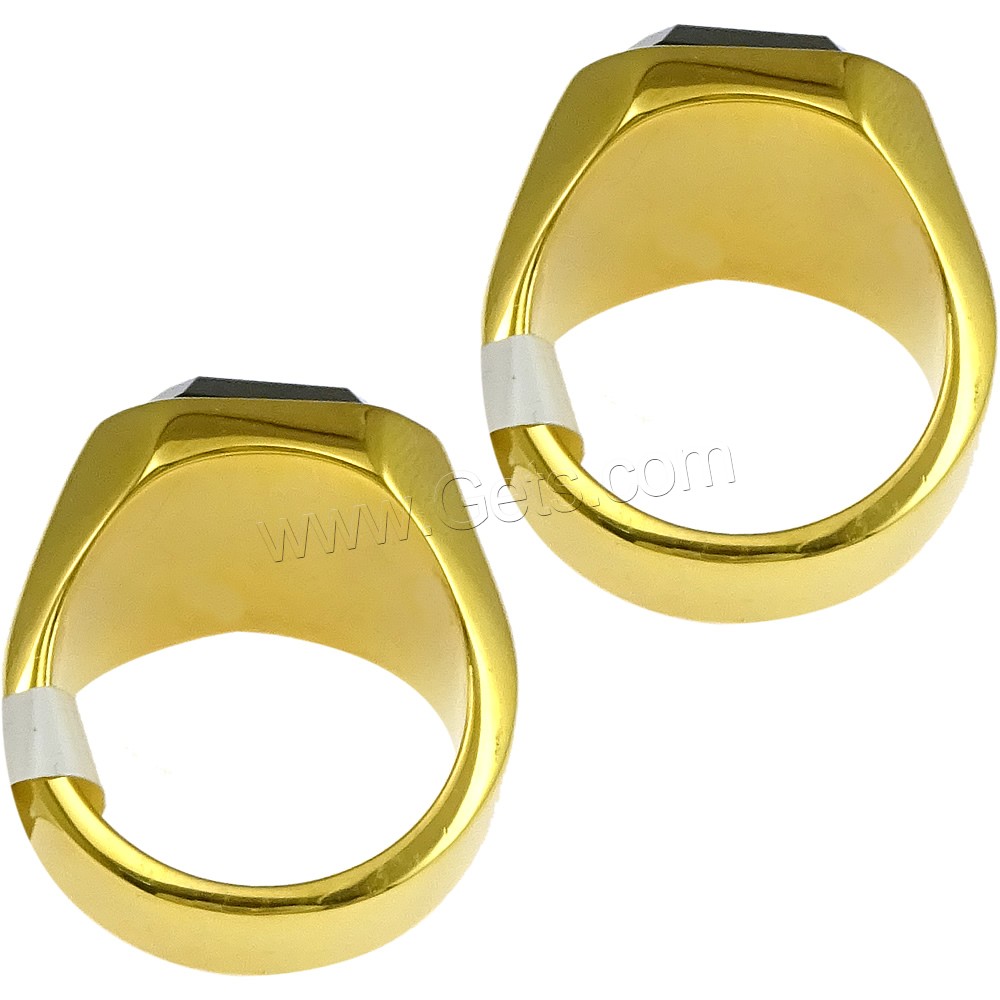 Stainless Steel Finger Ring, with Glass, gold color plated, different size for choice & faceted, 17mm, Sold By PC