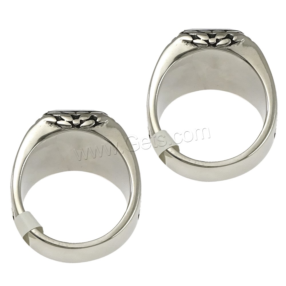 Stainless Steel Finger Ring, with Glass, different size for choice & faceted & blacken, black, 17mm, Sold By PC