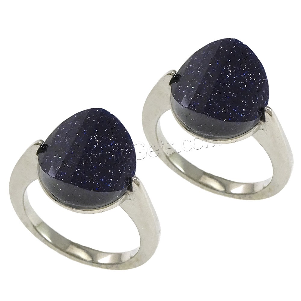 Gemstone Stainless Steel Finger Ring, with Blue Goldstone, natural, different size for choice, 12mm, Sold By PC