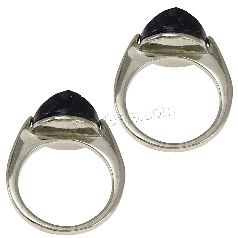 Gemstone Stainless Steel Finger Ring, with Blue Goldstone, natural, different size for choice, 12mm, Sold By PC