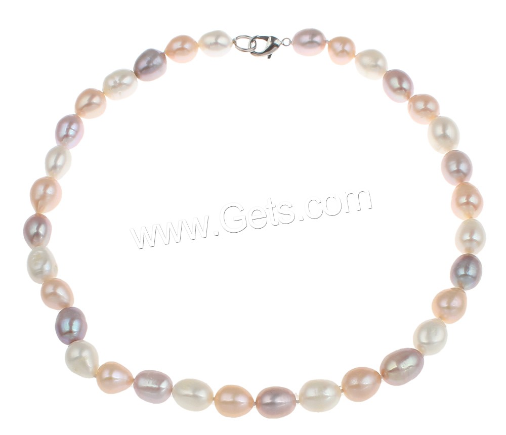 Collar de Perlas Natural de Freshwater, Perlas cultivadas de agua dulce, latón cierre, Arroz, longitud diferente para la opción & diferentes estilos para la opción, multicolor, 10-11mm, Vendido por Sarta