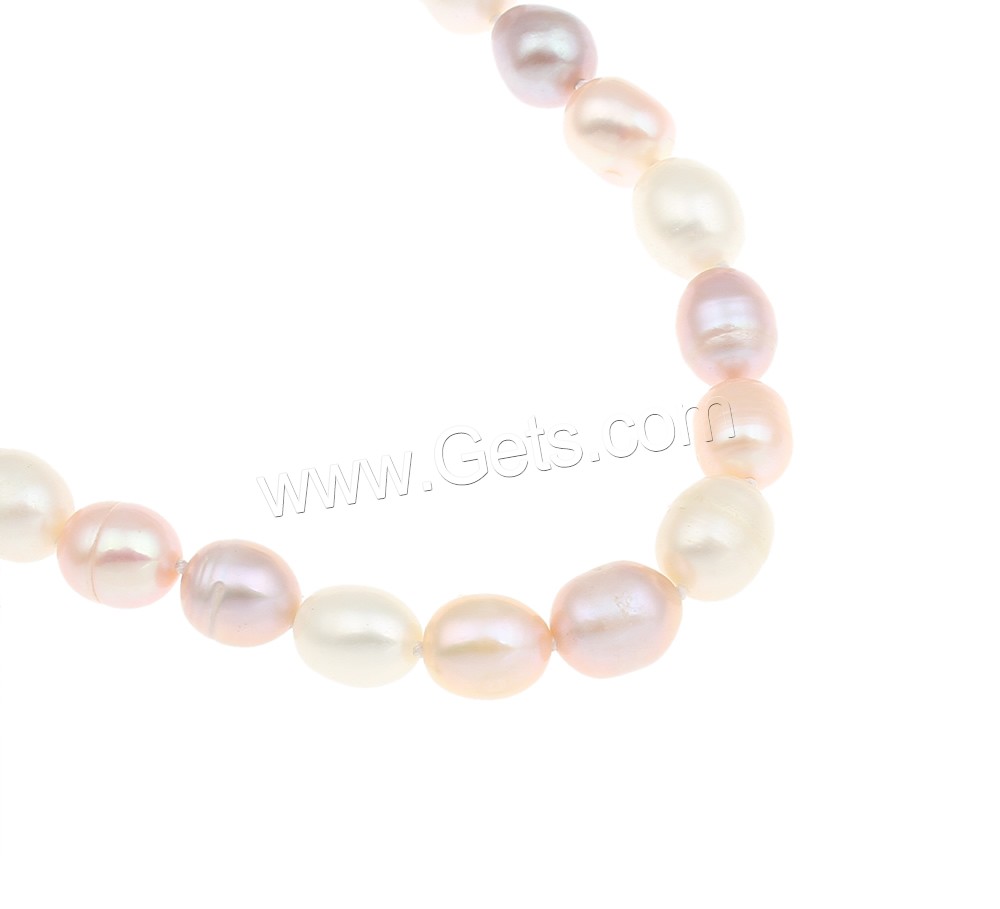 Natural Freshwater Pearl Necklace, brass clasp, Rice, different length for choice & different styles for choice, multi-colored, 8-9mm, Sold By Strand