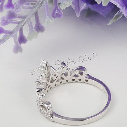 Bague en argent , argent sterling 925, couronne, normes différentes pour le choix & avec zircone cubique, 10mm, Vendu par PC