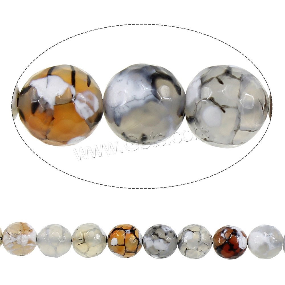 Perles agate de feu craquelées naturelles, Rond, multiple tailles pour le choix & facettes, Trou:Environ 1-1.5mm, Longueur:Environ 15.5 pouce, Vendu par brin