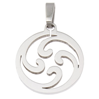 Pendentifs en acier inoxydable, Plat rond, couleur originale Environ Vendu par PC