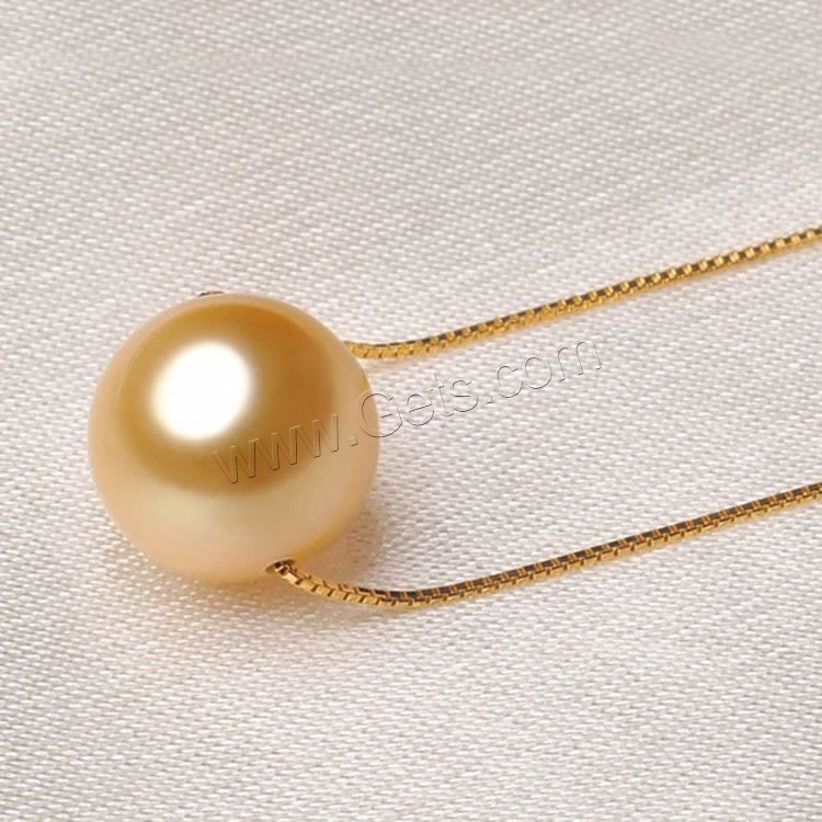 Golden South Sea Pearl Necklace, with Brass, Round, natural, different size for choice & box chain, gold, Length:Approx 17.5 Inch, Sold By Strand