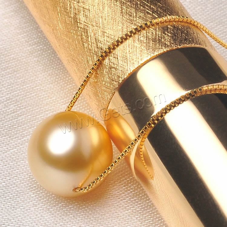Golden South Sea Pearl Necklace, with Brass, Round, natural, different size for choice & box chain, gold, Length:Approx 17.5 Inch, Sold By Strand