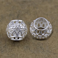 Sterling Silver European Beads, 925 Sterling Silver, Drum, plated, without troll & hollow Approx 5mm 