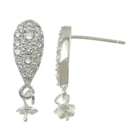 Boucles d'oreilles en Argent, argent sterling 925, larme, Placage, avec zircone cubique, plus de couleurs à choisir 0.8mm,0.6mm, Vendu par paire