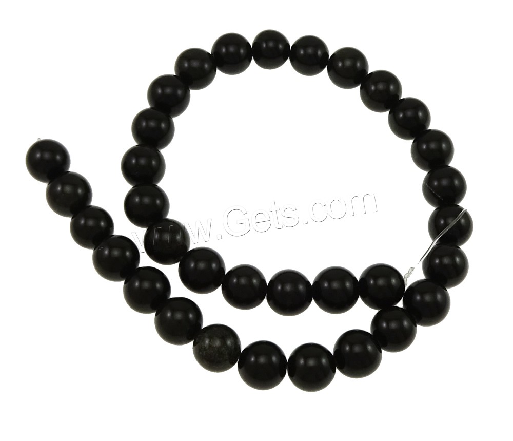 Perles obsidienne noire, Obsidien noir, Rond, normes différentes pour le choix, Trou:Environ 1mm, Vendu par brin