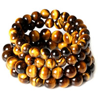 Tiger Eye Stone Bracelets, Round, natural 