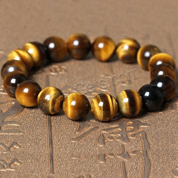 Tiger Eye Stone Bracelets, Round, natural, different size for choice, Sold By Strand